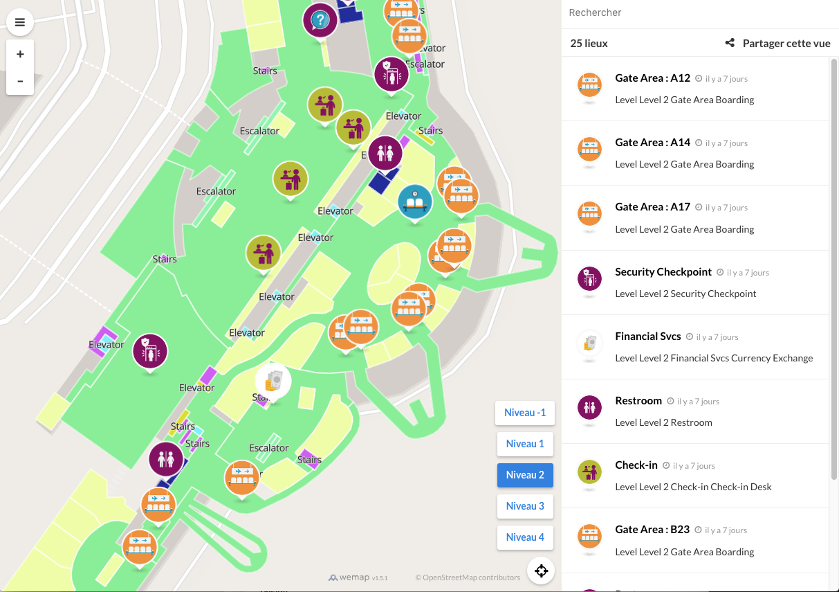 Screenshot: multi-level indoor livemap